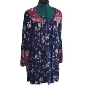 Billabong Just Like You floral linen tunic dress, long